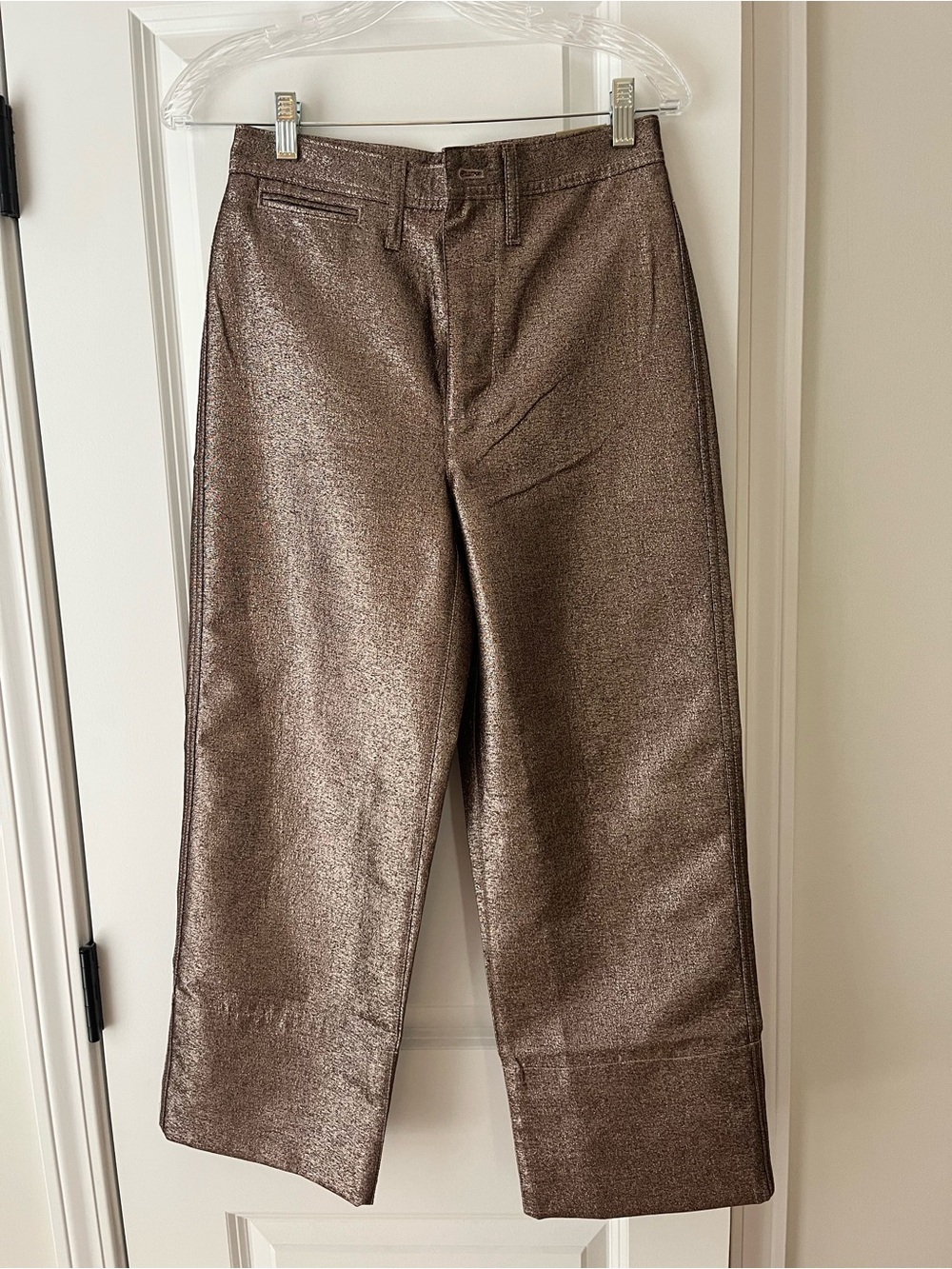 Metallic Rose Wide-Leg Women’s Pants